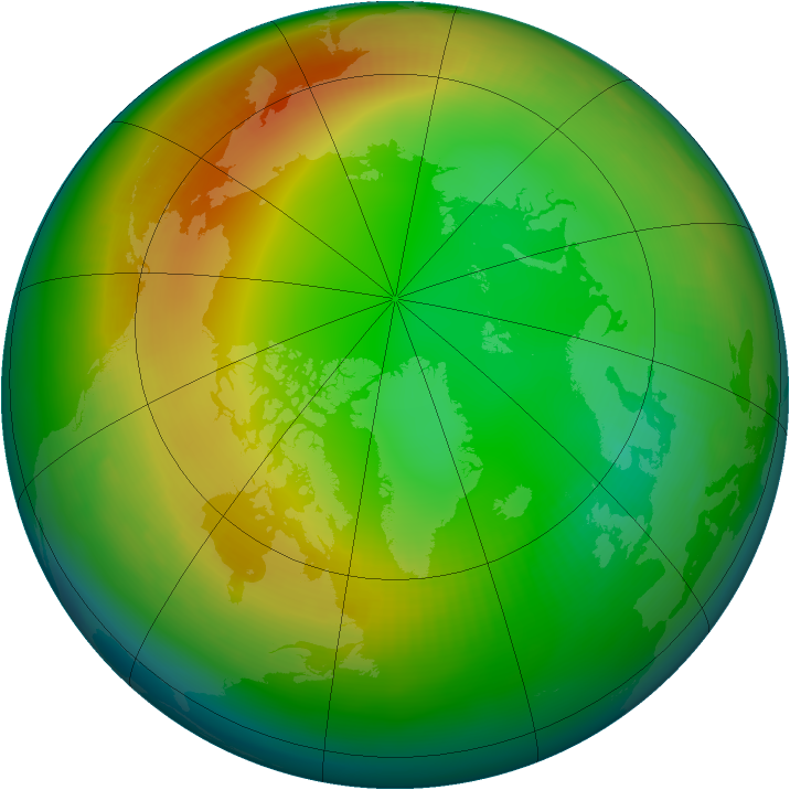 Arctic ozone map for January 1989